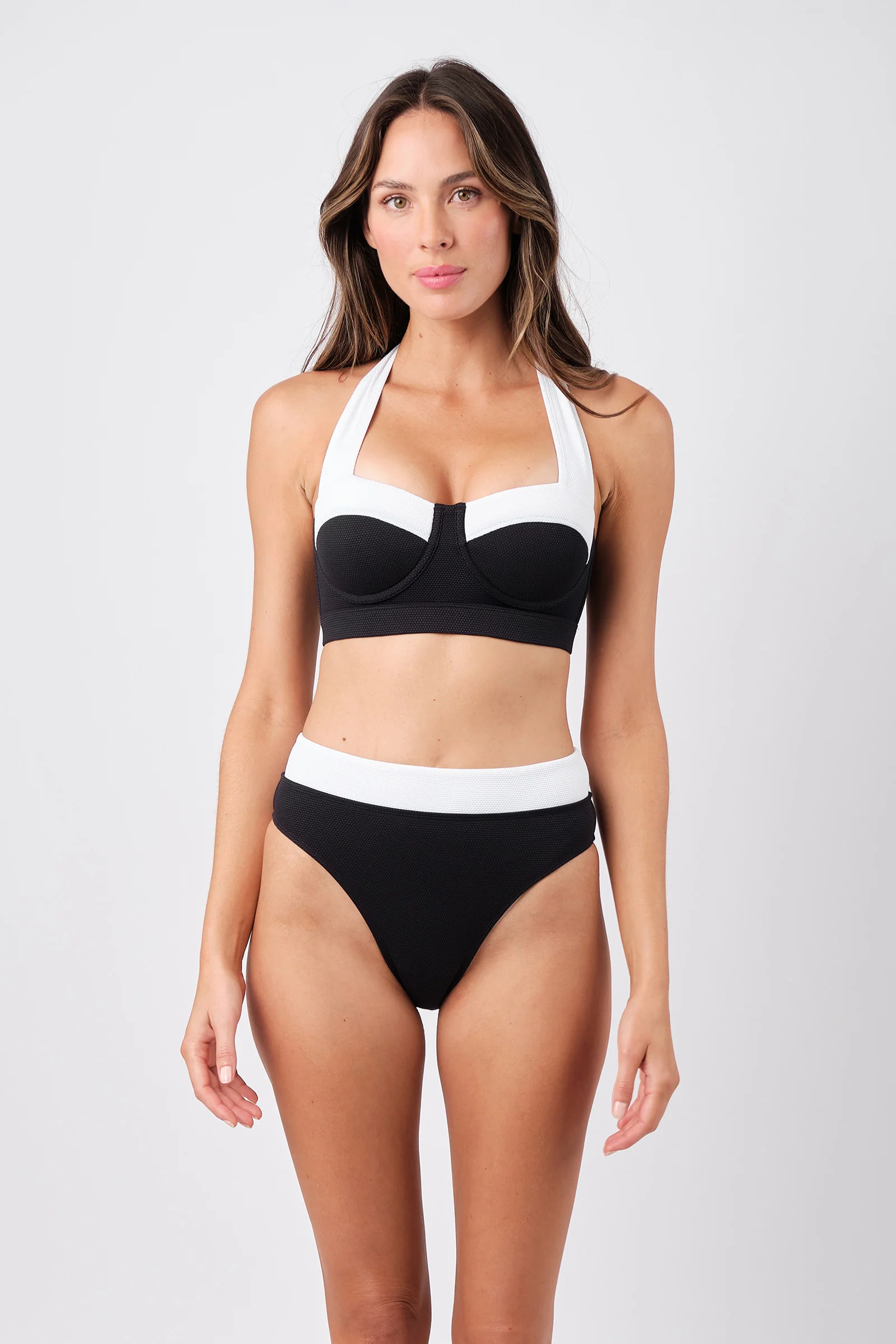 Original Bustier Balconette Bikini Bralette MONOCHROME TEXTURE - Image 4