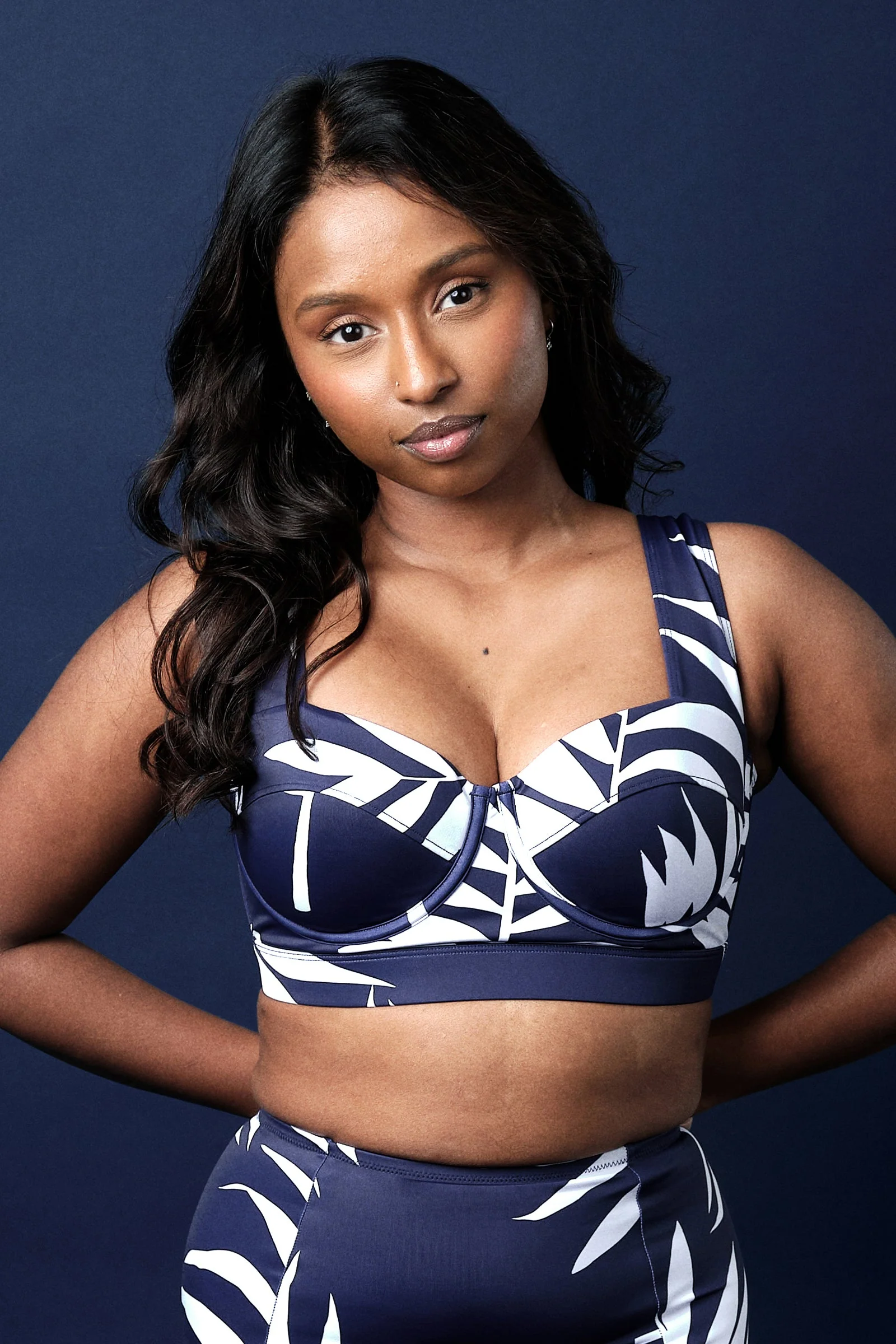 Original Bustier Balconette Bikini Bralette PALM SILHOUETTE NAVY - Image 10
