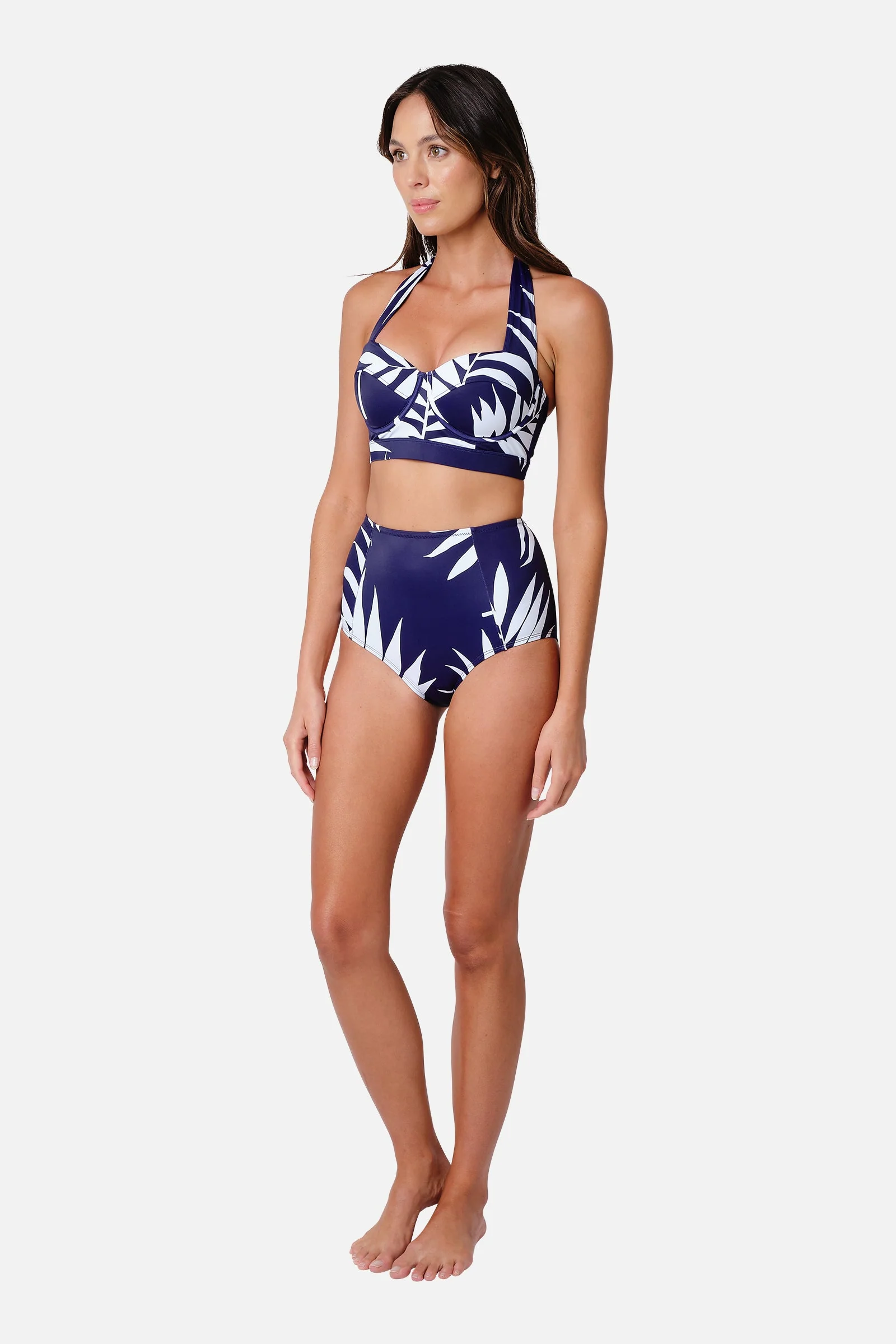 Original Bustier Balconette Bikini Bralette PALM SILHOUETTE NAVY - Image 6