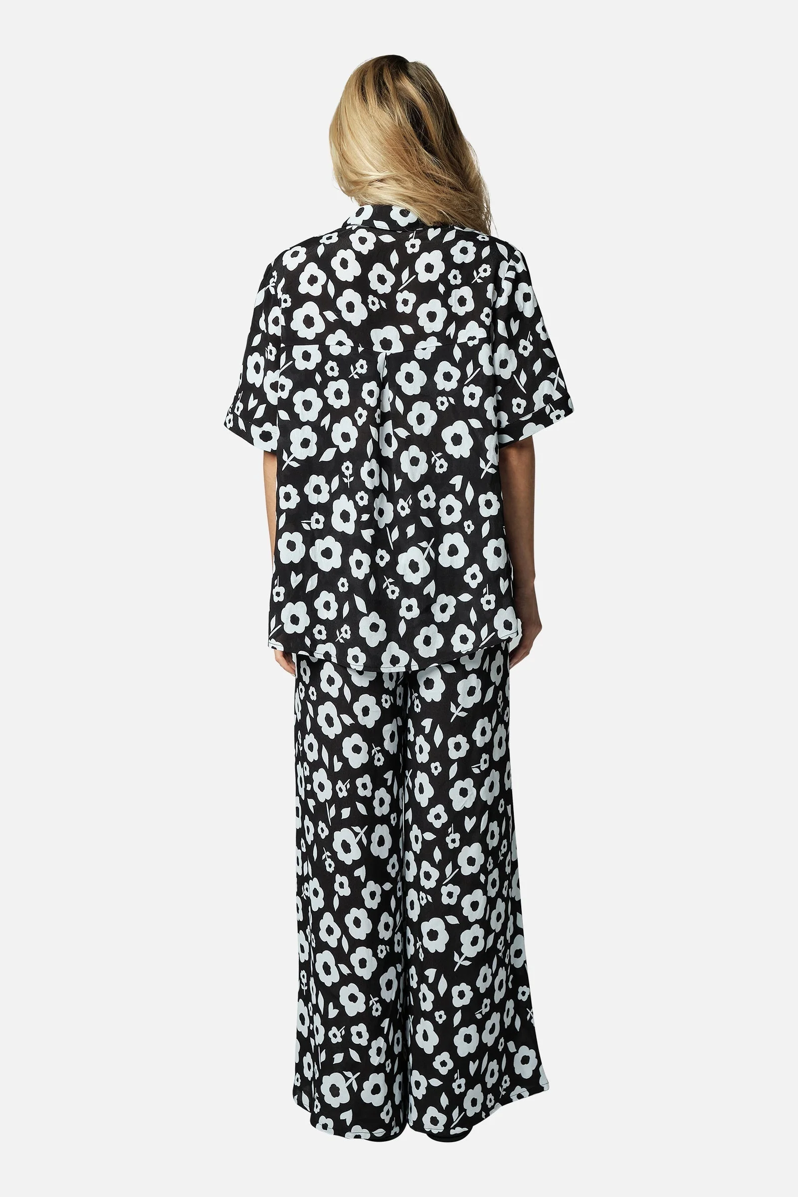 Short Sleeve Button-Up Shirt DAISY SILHOUETTE BLACK - Image 6