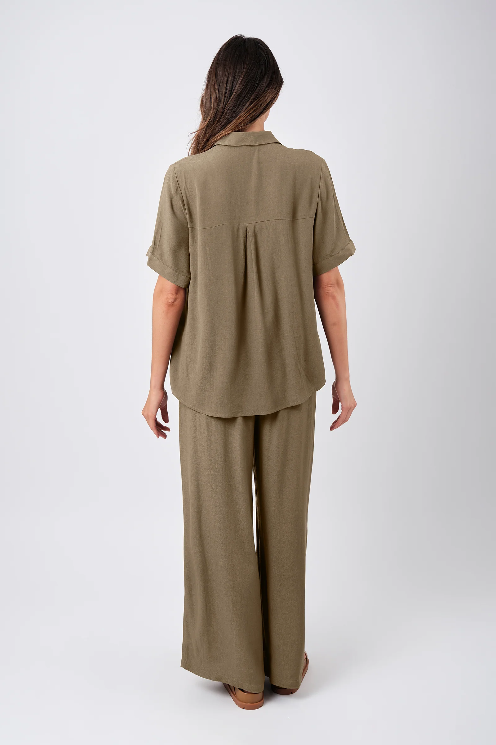Short Sleeve Button-Up Shirt KHAKI - Image 5
